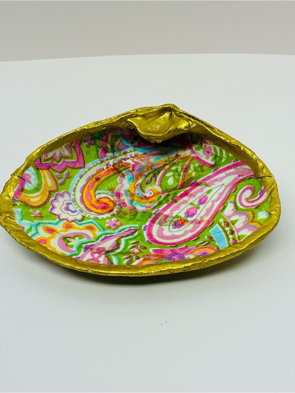 Hand Crafted  Paisley Trinket Shell Dish